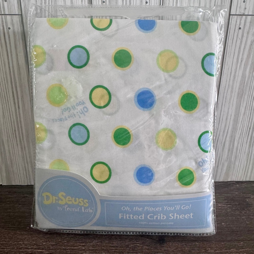 Dr Seuss Oh the Places Youll Go Fitted Crib Sheet Trend Lab Cotton Dots 2012
